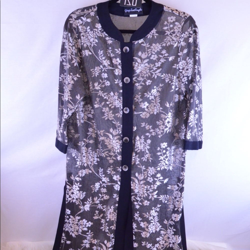 Vintage Giorgio Sant’ Angelo Black lace button kimono sz10